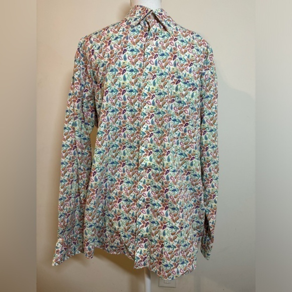 Mens L Alan‎ Flusser Paisley Print Button Front Shirt